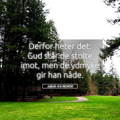 Picture 05 - Jakob 4:6 NORSK - Derfor heter det: Gud står de stolte imot, men - Bible Verse Picture