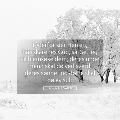 Picture 05 - Jeremia 11:22 NORSK - (-)derfor sier Herren, hærskarenes Gud, så: Se, - Bible Verse Picture