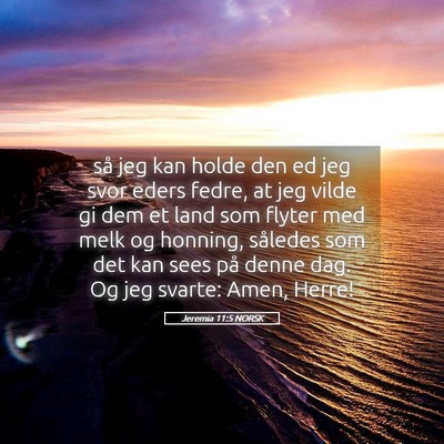 Picture 05 - Jeremia 11:5 NORSK - så jeg kan holde den ed jeg svor eders fedre, at - Bible Verse Picture