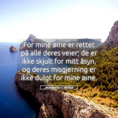 Picture 05 - Jeremia 16:17 NORSK - For mine øine er rettet på alle deres veier; de - Bible Verse Picture