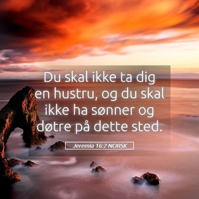 Picture 05 - Jeremia 16:2 NORSK - Du skal ikke ta dig en hustru, og du skal ikke ha - Bible Verse Picture