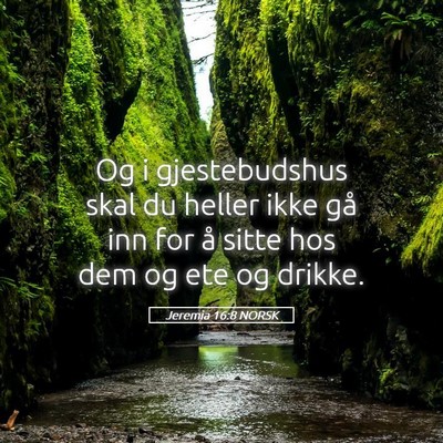 Picture 05 - Jeremia 16:8 NORSK - Og i gjestebudshus skal du heller ikke gå inn - Bible Verse Picture