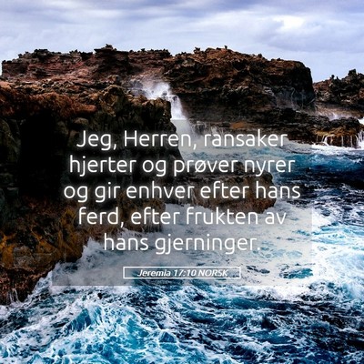 Picture 05 - Jeremia 17:10 NORSK - Jeg, Herren, ransaker hjerter og prøver nyrer og - Bible Verse Picture