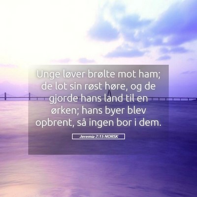 Picture 05 - Jeremia 2:15 NORSK - Unge løver brølte mot ham; de lot sin røst - Bible Verse Picture