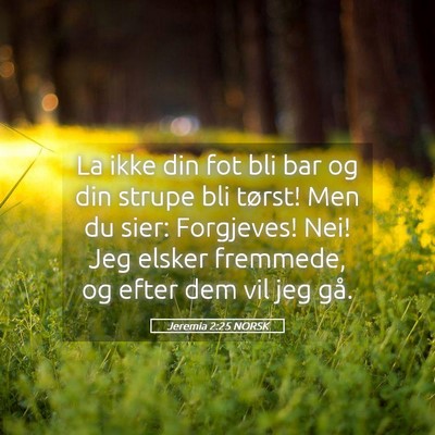 Picture 05 - Jeremia 2:25 NORSK - La ikke din fot bli bar og din strupe bli tørst! - Bible Verse Picture