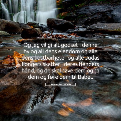 Picture 05 - Jeremia 20:5 NORSK - Og jeg vil gi alt godset i denne by og all dens - Bible Verse Picture