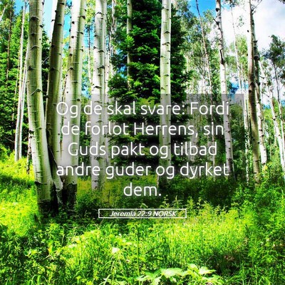 Picture 05 - Jeremia 22:9 NORSK - Og de skal svare: Fordi de forlot Herrens, sin - Bible Verse Picture