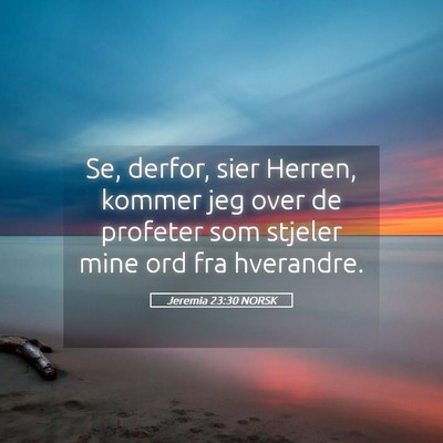 Picture 05 - Jeremia 23:30 NORSK - Se, derfor, sier Herren, kommer jeg over de - Bible Verse Picture