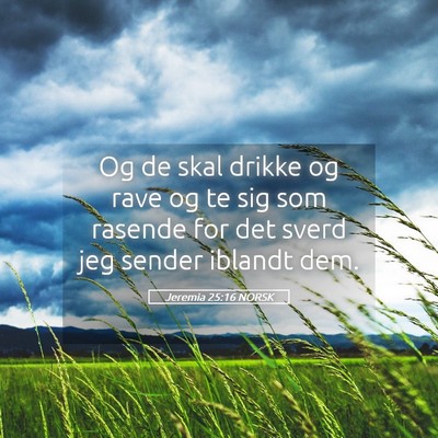 Picture 05 - Jeremia 25:16 NORSK - Og de skal drikke og rave og te sig som rasende - Bible Verse Picture