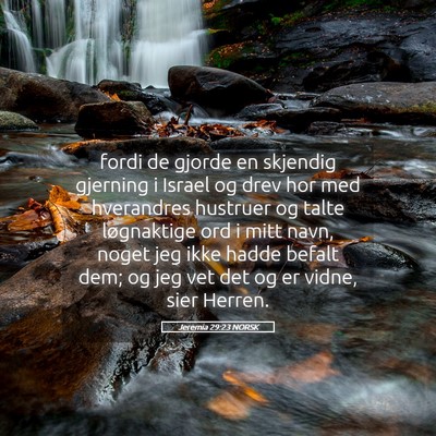 Picture 05 - Jeremia 29:23 NORSK - fordi de gjorde en skjendig gjerning i Israel og - Bible Verse Picture
