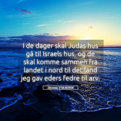 Picture 05 - Jeremia 3:18 NORSK - I de dager skal Judas hus gå til Israels hus, og - Bible Verse Picture