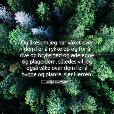 Picture 05 - Jeremia 31:28 NORSK - Og likesom jeg har våket over dem for å rykke - Bible Verse Picture