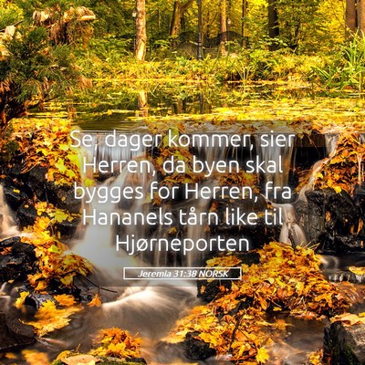 Picture 05 - Jeremia 31:38 NORSK - Se, dager kommer, sier Herren, da byen skal - Bible Verse Picture