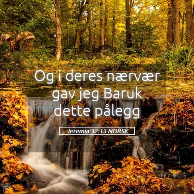 Picture 05 - Jeremia 32:13 NORSK - Og i deres nærvær gav jeg Baruk dette - Bible Verse Picture
