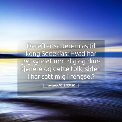 Picture 05 - Jeremia 37:18 NORSK - Derefter sa Jeremias til kong Sedekias: Hvad har - Bible Verse Picture