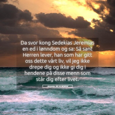 Picture 05 - Jeremia 38:16 NORSK - Da svor kong Sedekias Jeremias en ed i lønndom - Bible Verse Picture