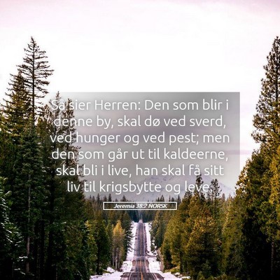 Picture 05 - Jeremia 38:2 NORSK - Så sier Herren: Den som blir i denne by, skal - Bible Verse Picture