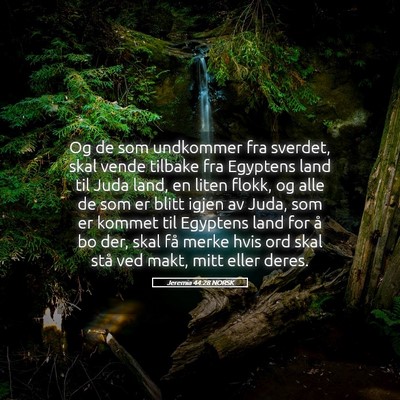 Picture 05 - Jeremia 44:28 NORSK - Og de som undkommer fra sverdet, skal vende - Bible Verse Picture