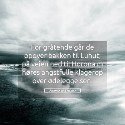 Picture 05 - Jeremia 48:5 NORSK - For gråtende går de opover bakken til Luhut; - Bible Verse Picture