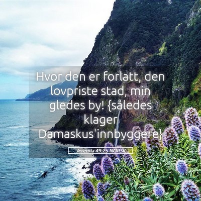 Picture 05 - Jeremia 49:25 NORSK - Hvor den er forlatt, den lovpriste stad, min - Bible Verse Picture
