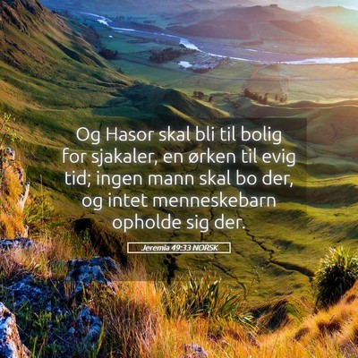Picture 05 - Jeremia 49:33 NORSK - Og Hasor skal bli til bolig for sjakaler, en - Bible Verse Picture