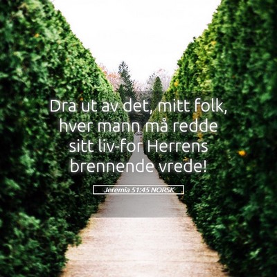 Picture 05 - Jeremia 51:45 NORSK - Dra ut av det, mitt folk, hver mann må redde - Bible Verse Picture