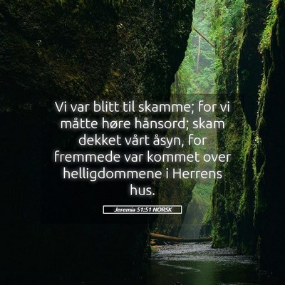 Picture 05 - Jeremia 51:51 NORSK - Vi var blitt til skamme; for vi måtte høre - Bible Verse Picture
