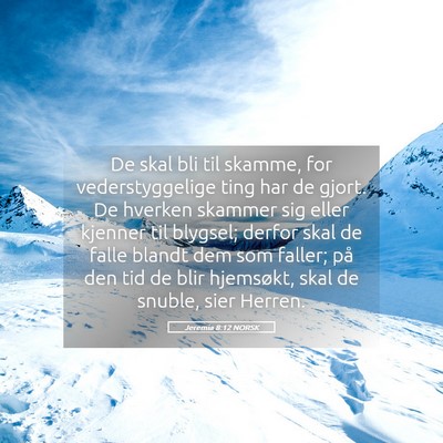 Picture 05 - Jeremia 8:12 NORSK - De skal bli til skamme, for vederstyggelige ting - Bible Verse Picture
