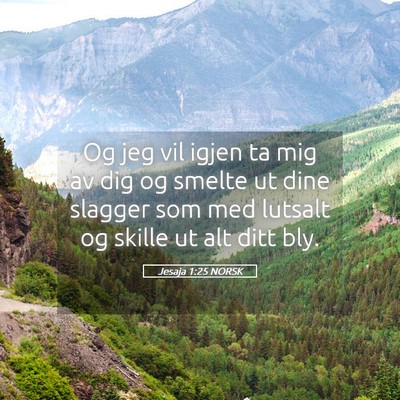 Picture 05 - Jesaja 1:25 NORSK - Og jeg vil igjen ta mig av dig og smelte ut dine - Bible Verse Picture