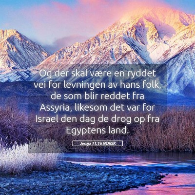 Picture 05 - Jesaja 11:16 NORSK - Og der skal være en ryddet vei for levningen av - Bible Verse Picture