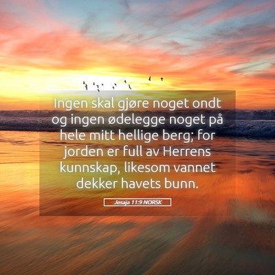 Picture 05 - Jesaja 11:9 NORSK - Ingen skal gjøre noget ondt og ingen ødelegge - Bible Verse Picture