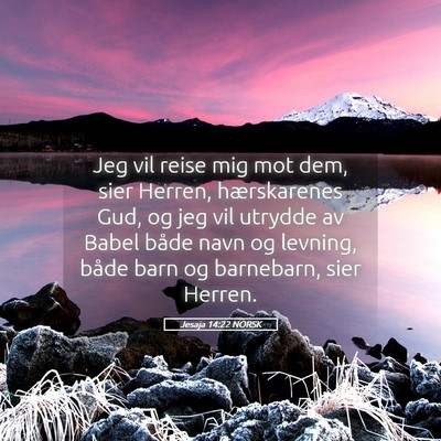 Picture 05 - Jesaja 14:22 NORSK - Jeg vil reise mig mot dem, sier Herren, - Bible Verse Picture