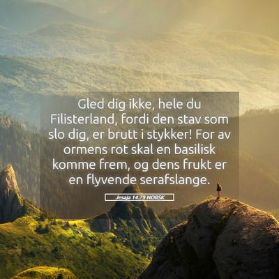Picture 05 - Jesaja 14:29 NORSK - Gled dig ikke, hele du Filisterland, fordi den - Bible Verse Picture