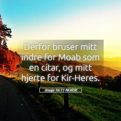 Picture 05 - Jesaja 16:11 NORSK - Derfor bruser mitt indre for Moab som en citar, - Bible Verse Picture