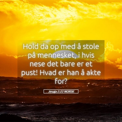 Picture 05 - Jesaja 2:22 NORSK - Hold da op med å stole på mennesket, i hvis - Bible Verse Picture