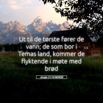 Picture 05 - Jesaja 21:14 NORSK - Ut til de tørste fører de vann; de som bor i - Bible Verse Picture