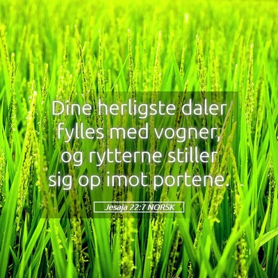Picture 05 - Jesaja 22:7 NORSK - Dine herligste daler fylles med vogner, og - Bible Verse Picture