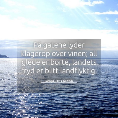 Picture 05 - Jesaja 24:11 NORSK - På gatene lyder klagerop over vinen; all glede - Bible Verse Picture