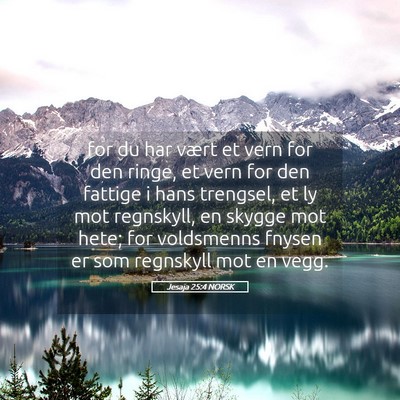 Picture 05 - Jesaja 25:4 NORSK - for du har vært et vern for den ringe, et vern - Bible Verse Picture