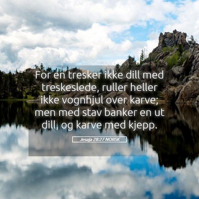 Picture 05 - Jesaja 28:27 NORSK - For en tresker ikke dill med treskeslede, ruller - Bible Verse Picture