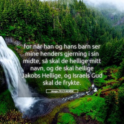 Picture 05 - Jesaja 29:23 NORSK - for når han og hans barn ser mine henders - Bible Verse Picture
