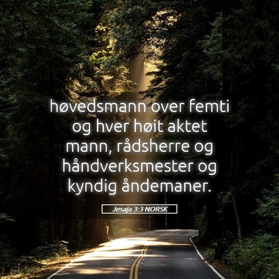 Picture 05 - Jesaja 3:3 NORSK - høvedsmann over femti og hver høit aktet mann, - Bible Verse Picture