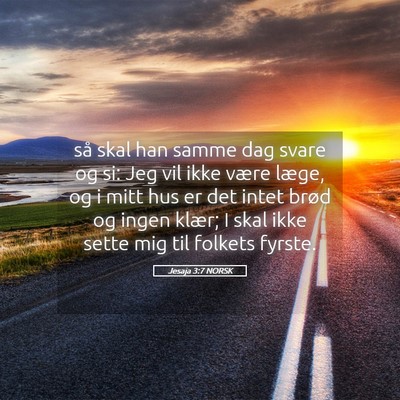 Picture 05 - Jesaja 3:7 NORSK - så skal han samme dag svare og si: Jeg vil ikke - Bible Verse Picture