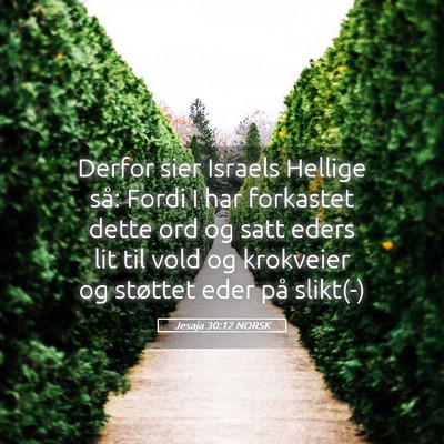 Picture 05 - Jesaja 30:12 NORSK - Derfor sier Israels Hellige så: Fordi I har - Bible Verse Picture