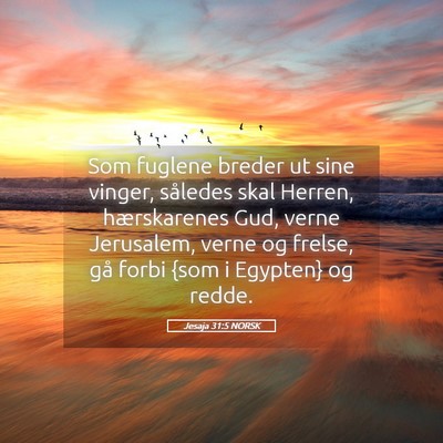Picture 05 - Jesaja 31:5 NORSK - Som fuglene breder ut sine vinger, således skal - Bible Verse Picture