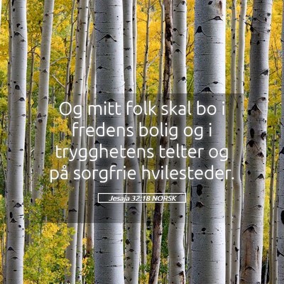 Picture 05 - Jesaja 32:18 NORSK - Og mitt folk skal bo i fredens bolig og i - Bible Verse Picture