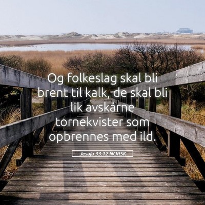 Picture 05 - Jesaja 33:12 NORSK - Og folkeslag skal bli brent til kalk, de skal bli - Bible Verse Picture
