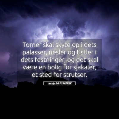 Picture 05 - Jesaja 34:13 NORSK - Torner skal skyte op i dets palasser, nesler og - Bible Verse Picture
