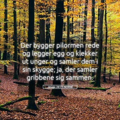 Picture 05 - Jesaja 34:15 NORSK - Der bygger pilormen rede og legger egg og klekker - Bible Verse Picture