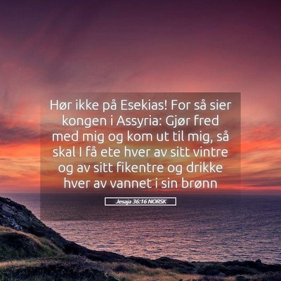 Picture 05 - Jesaja 36:16 NORSK - Hør ikke på Esekias! For så sier kongen i - Bible Verse Picture